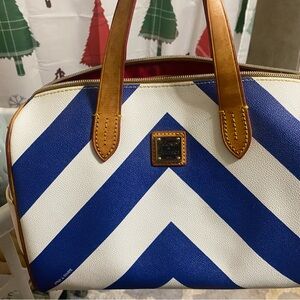 Dooney & Bourke Chevron Blue and White Satchel